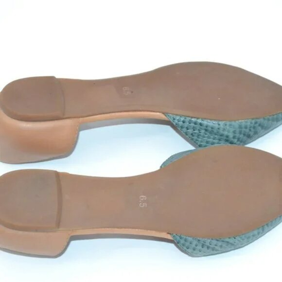 Jeffrey Campbell Teal Aqua Blue Green Snakeskin Leather Flats Court Shoes 6.5 - Picture 6 of 7